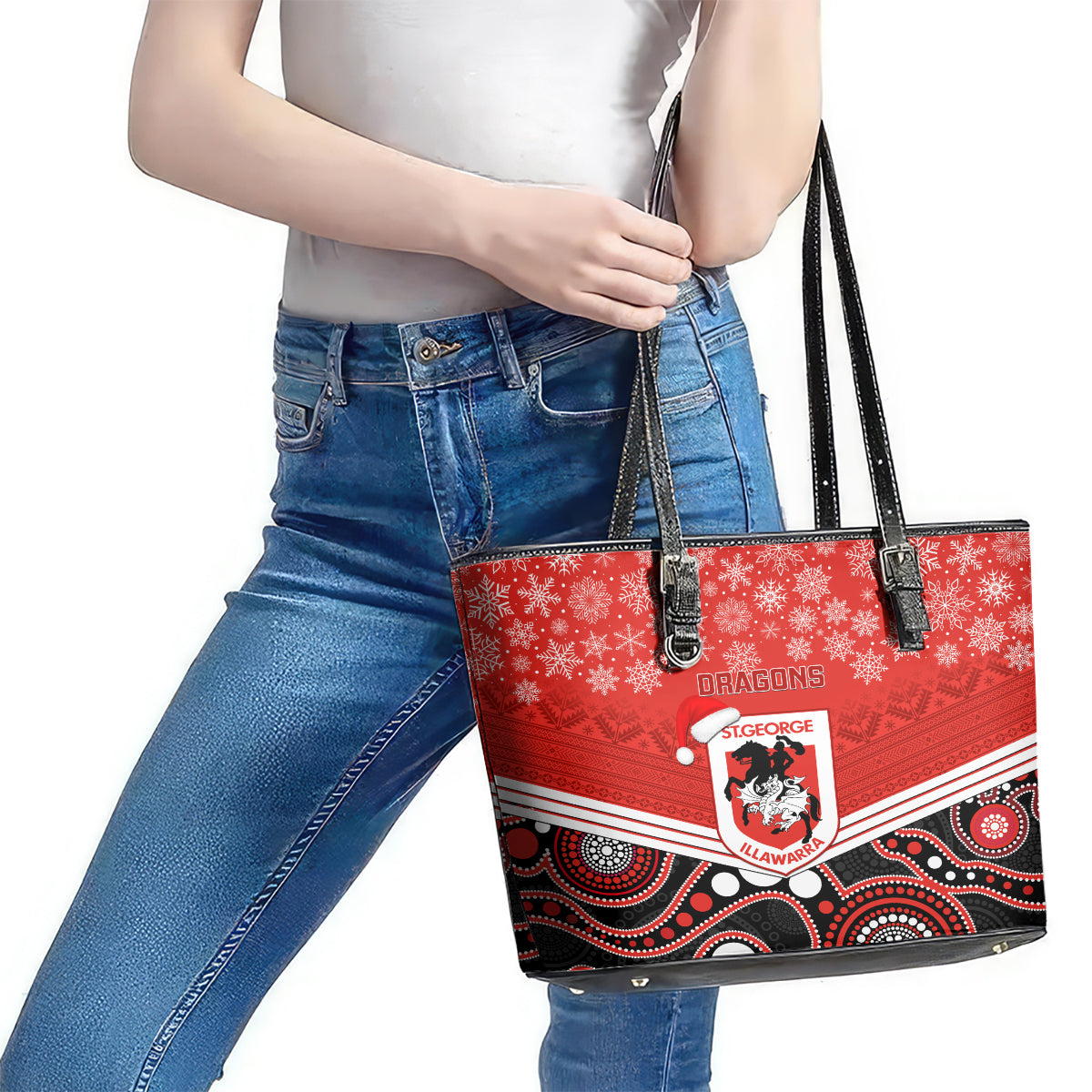 custom-dragons-rugby-christmas-leather-tote-bag-merry-xmas-2023-mix-aboriginal-art