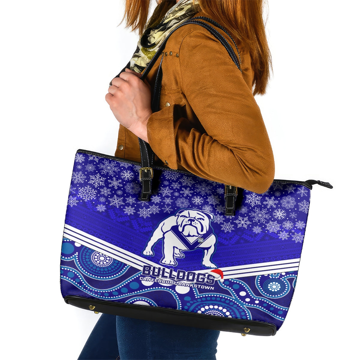 custom-bulldogs-rugby-christmas-leather-tote-bag-merry-xmas-2023-mix-aboriginal-art