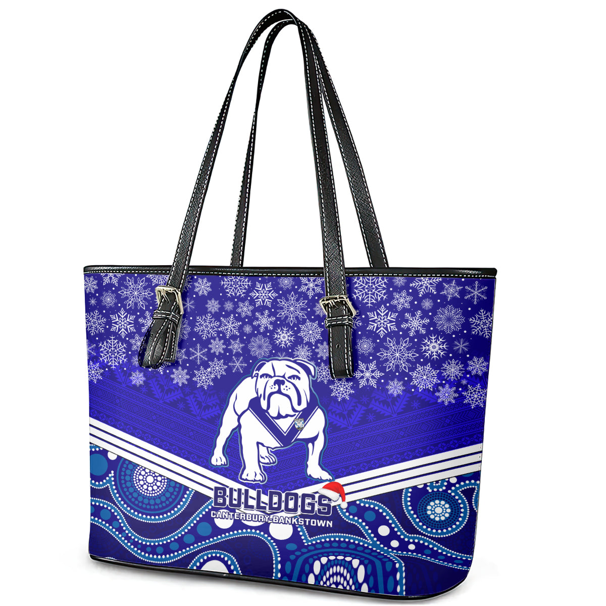 custom-bulldogs-rugby-christmas-leather-tote-bag-merry-xmas-2023-mix-aboriginal-art