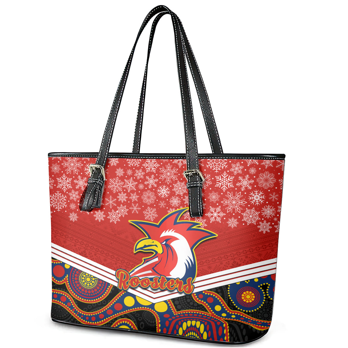 custom-roosters-rugby-christmas-leather-tote-bag-merry-xmas-2023-mix-aboriginal-art