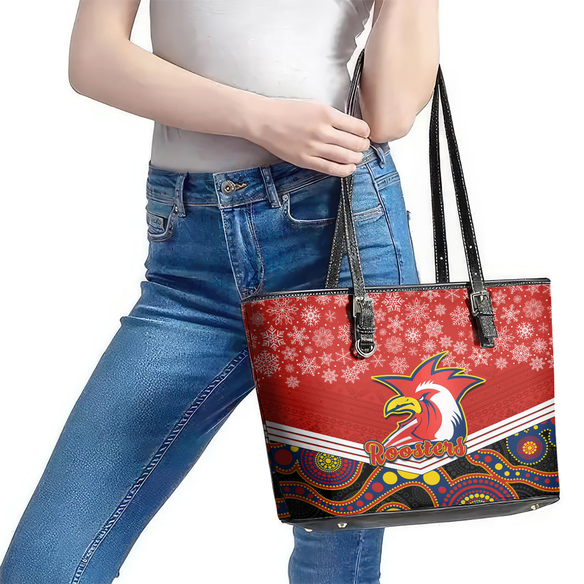 custom-roosters-rugby-christmas-leather-tote-bag-merry-xmas-2023-mix-aboriginal-art