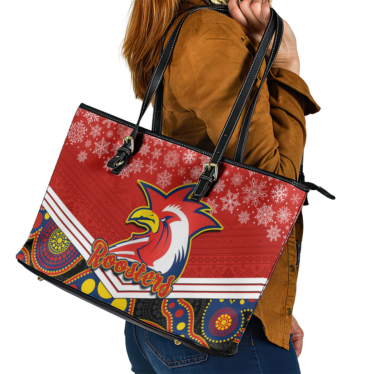 custom-roosters-rugby-christmas-leather-tote-bag-merry-xmas-2023-mix-aboriginal-art