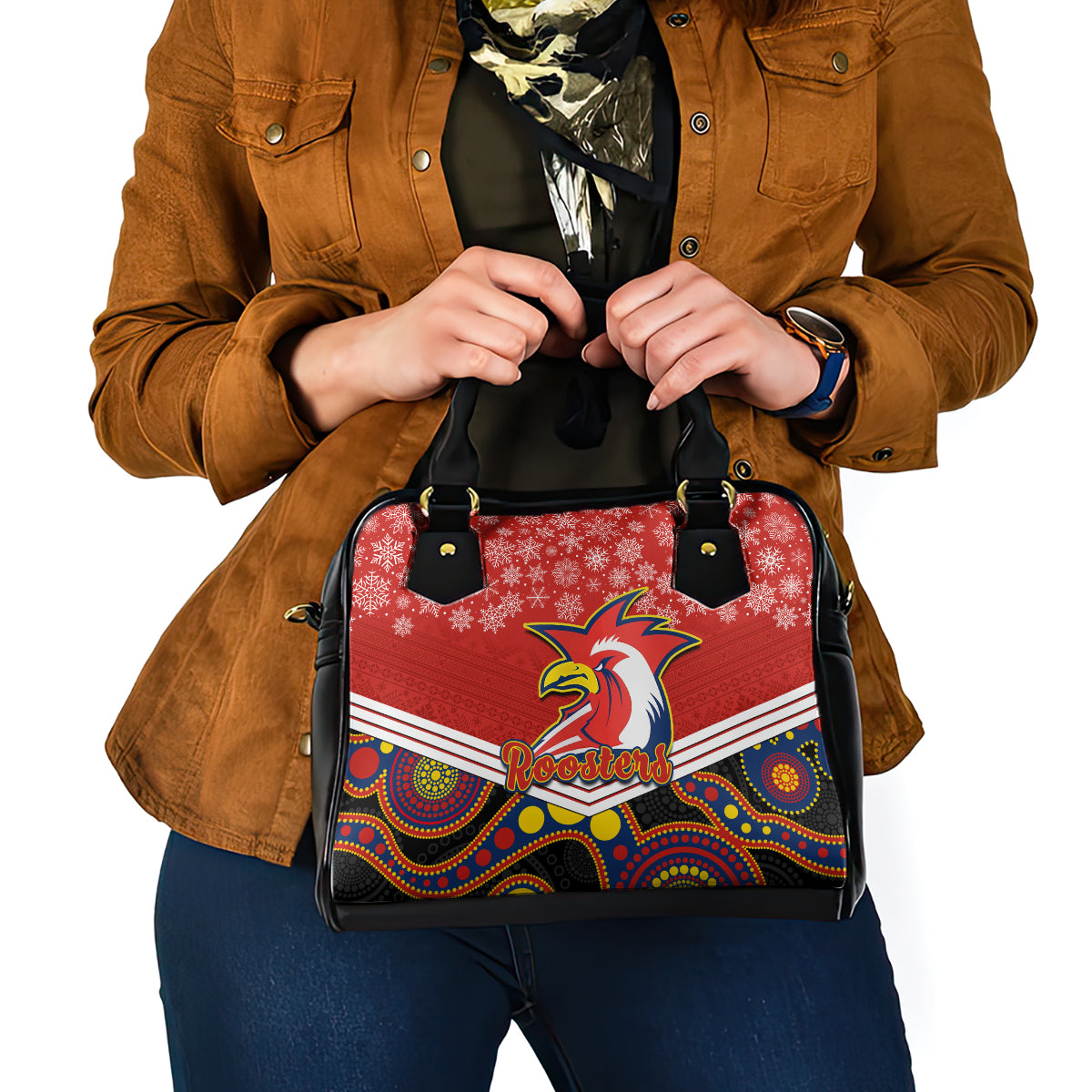 custom-roosters-rugby-christmas-shoulder-handbag-merry-xmas-2023-mix-aboriginal-art