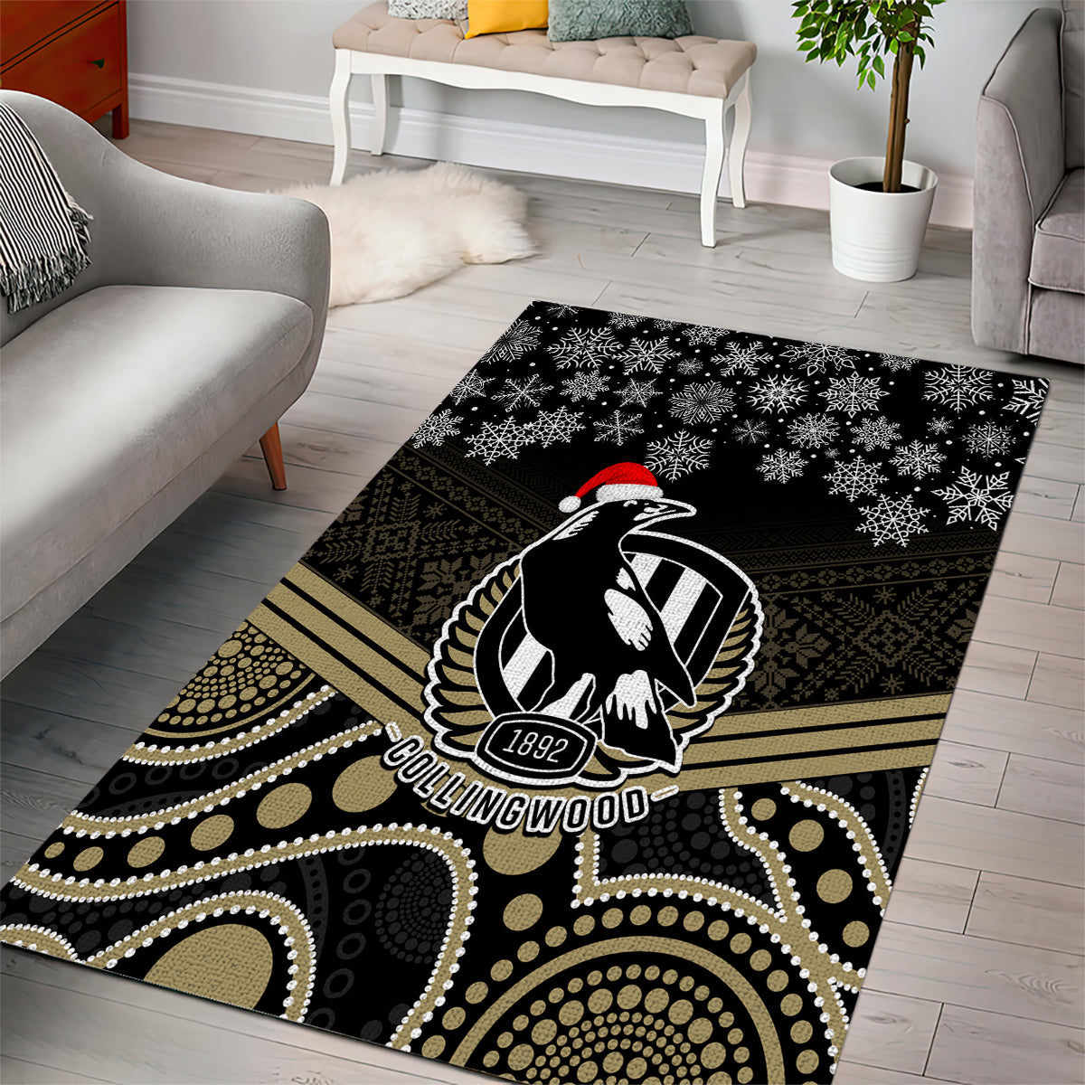 custom-collingwood-football-christmas-area-rug-merry-xmas-2023-mix-aboriginal-art