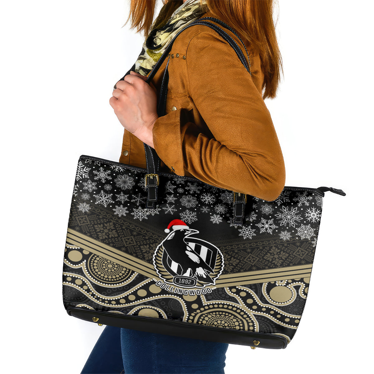 custom-collingwood-football-christmas-leather-tote-bag-merry-xmas-2023-mix-aboriginal-art