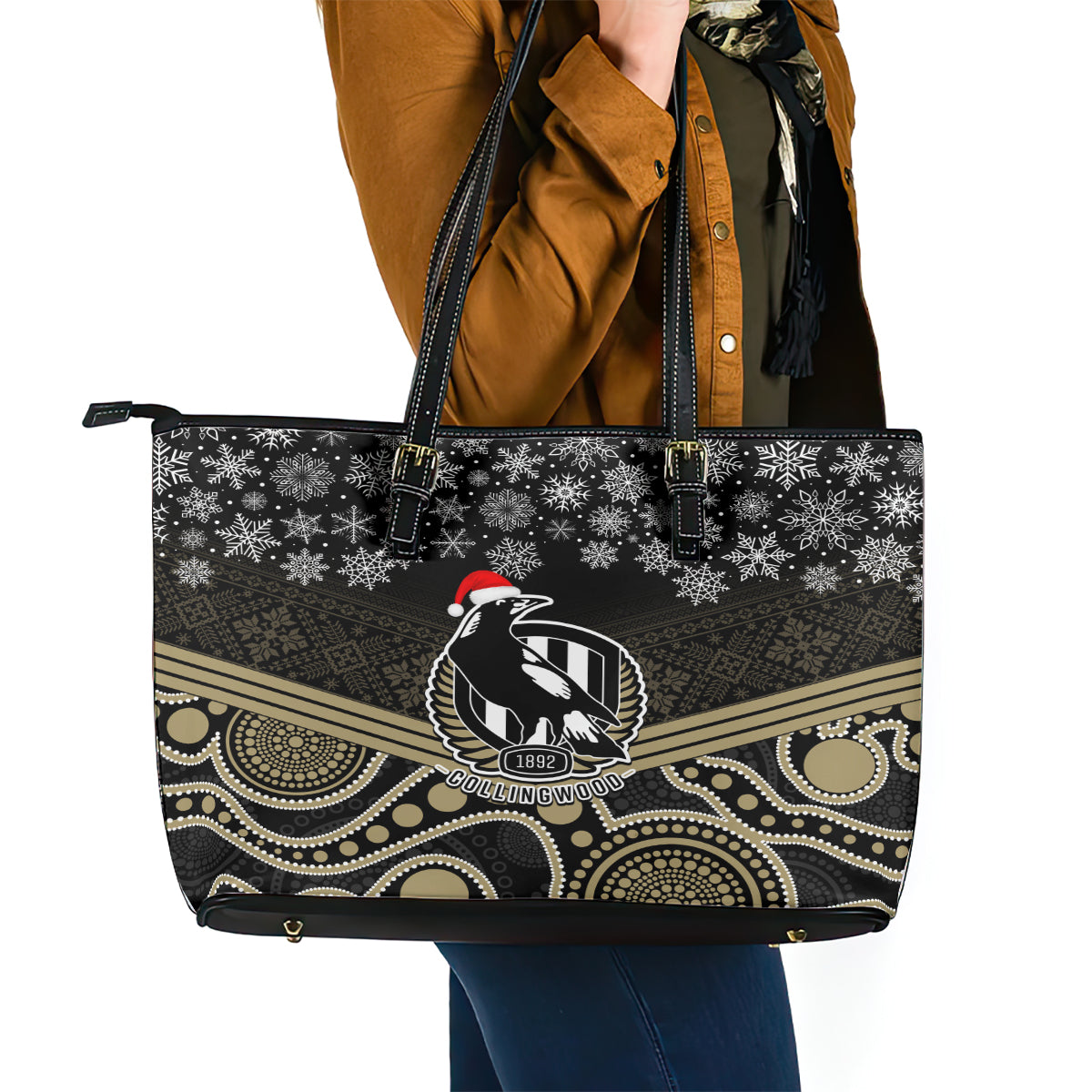 custom-collingwood-football-christmas-leather-tote-bag-merry-xmas-2023-mix-aboriginal-art