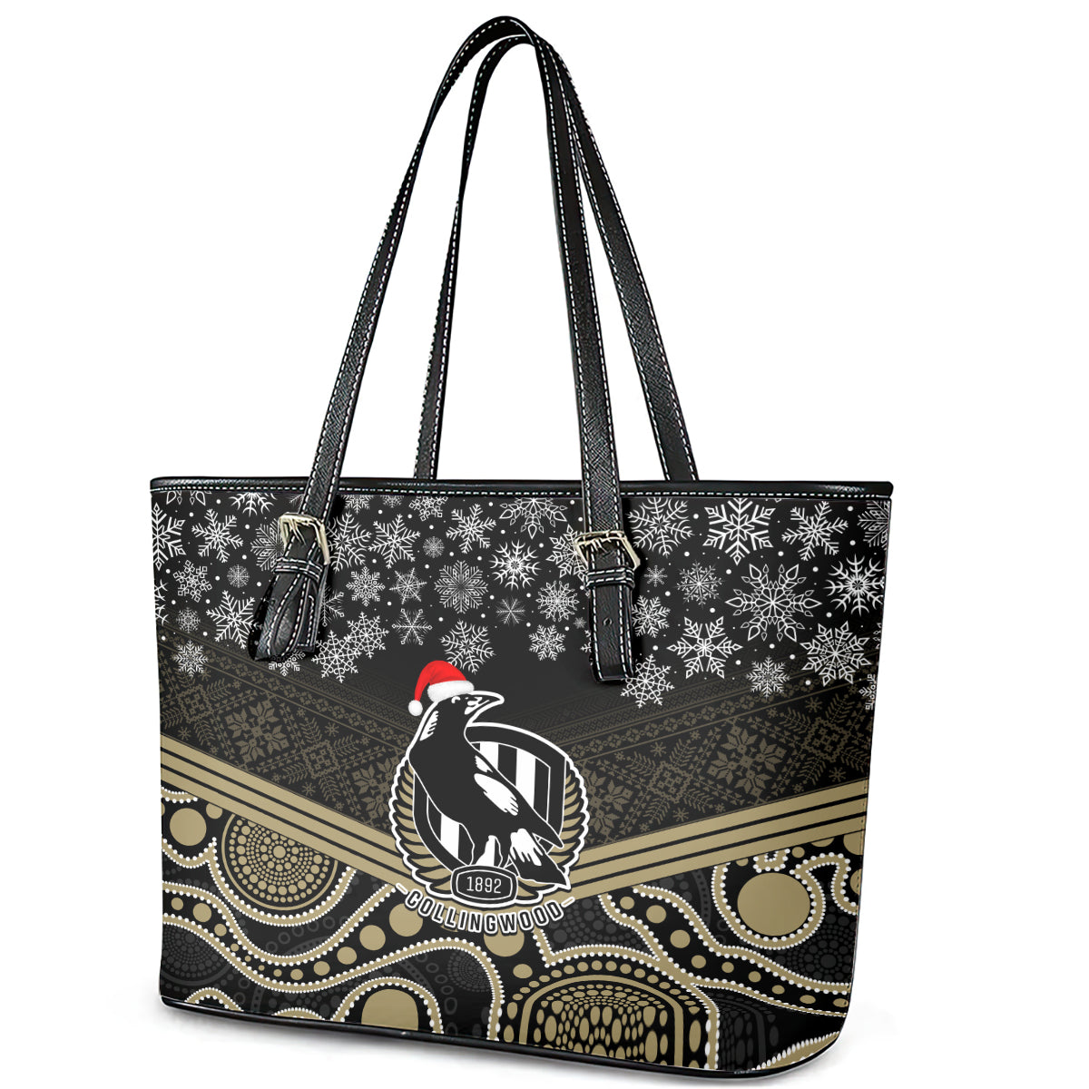 custom-collingwood-football-christmas-leather-tote-bag-merry-xmas-2023-mix-aboriginal-art