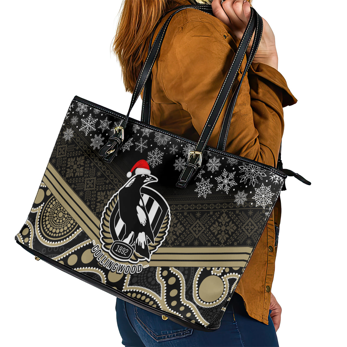 custom-collingwood-football-christmas-leather-tote-bag-merry-xmas-2023-mix-aboriginal-art