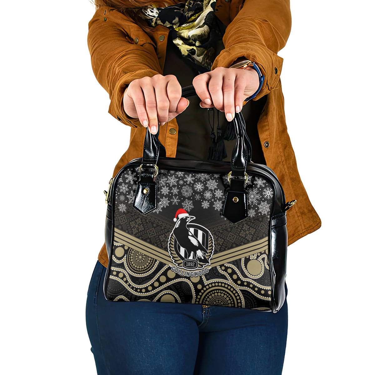 custom-collingwood-football-christmas-shoulder-handbag-merry-xmas-2023-mix-aboriginal-art