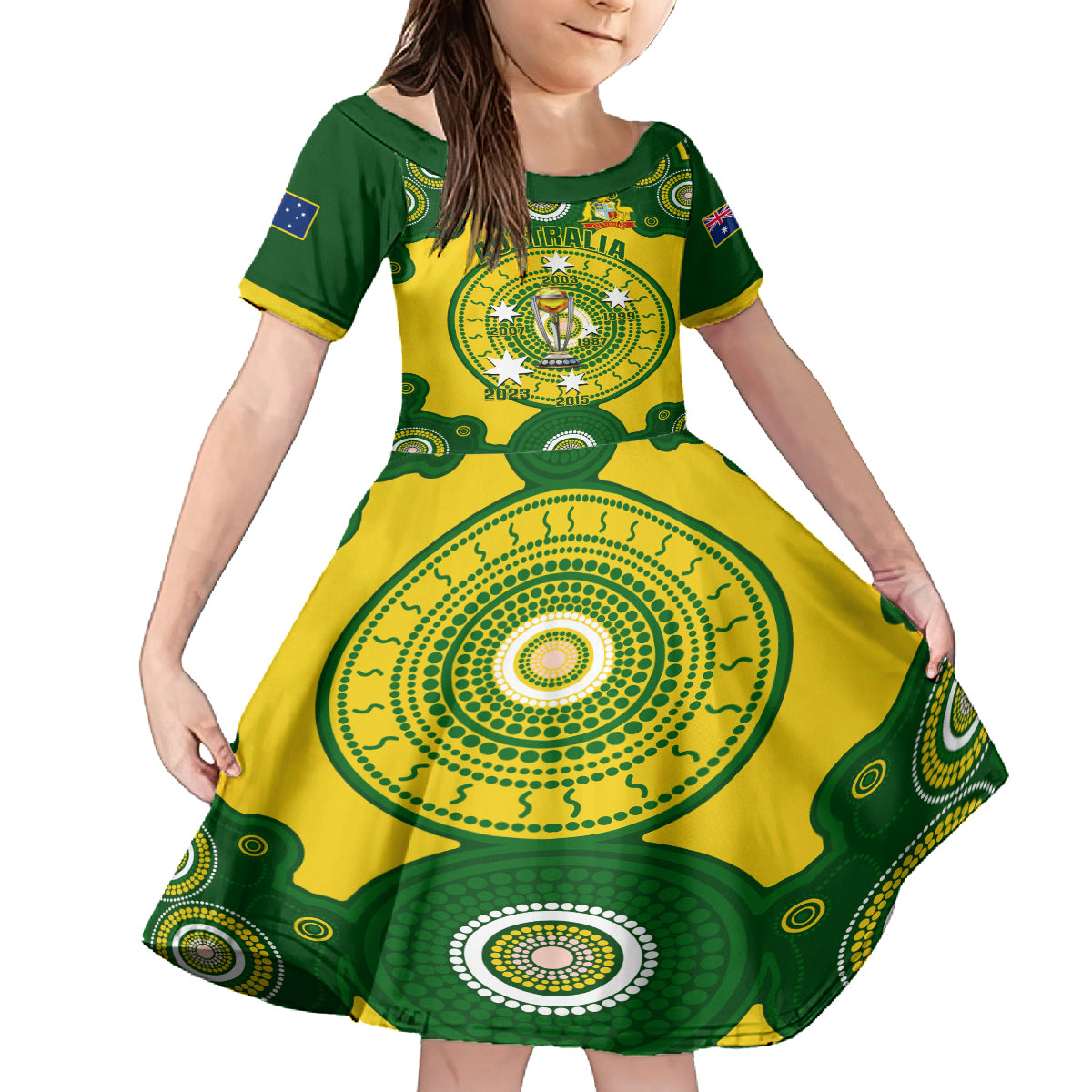 australia-cricket-kid-short-sleeve-dress-2023-world-cup-6th-champions-trophy-national-color