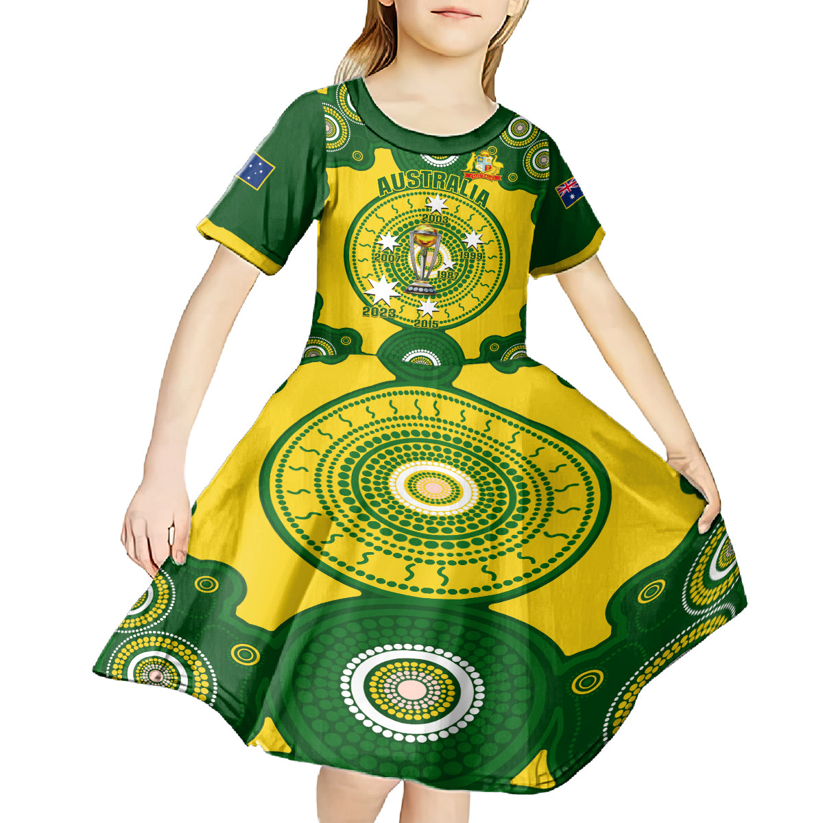 australia-cricket-kid-short-sleeve-dress-2023-world-cup-6th-champions-trophy-national-color