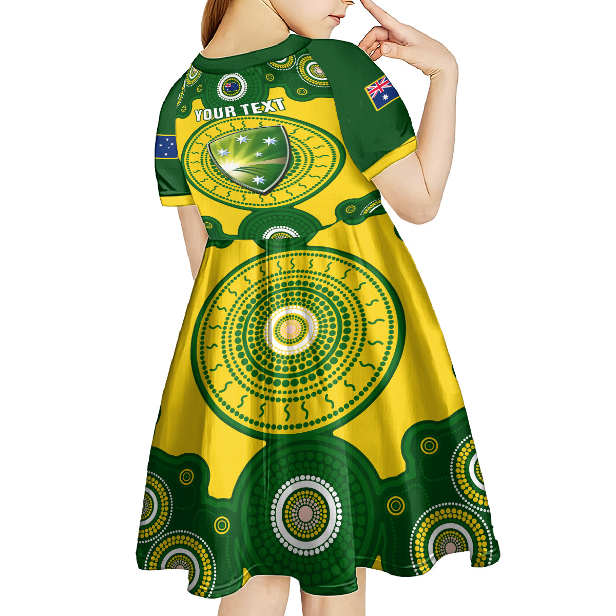 personalised-australia-cricket-kid-short-sleeve-dress-2023-world-cup-6th-champions-trophy-national-color