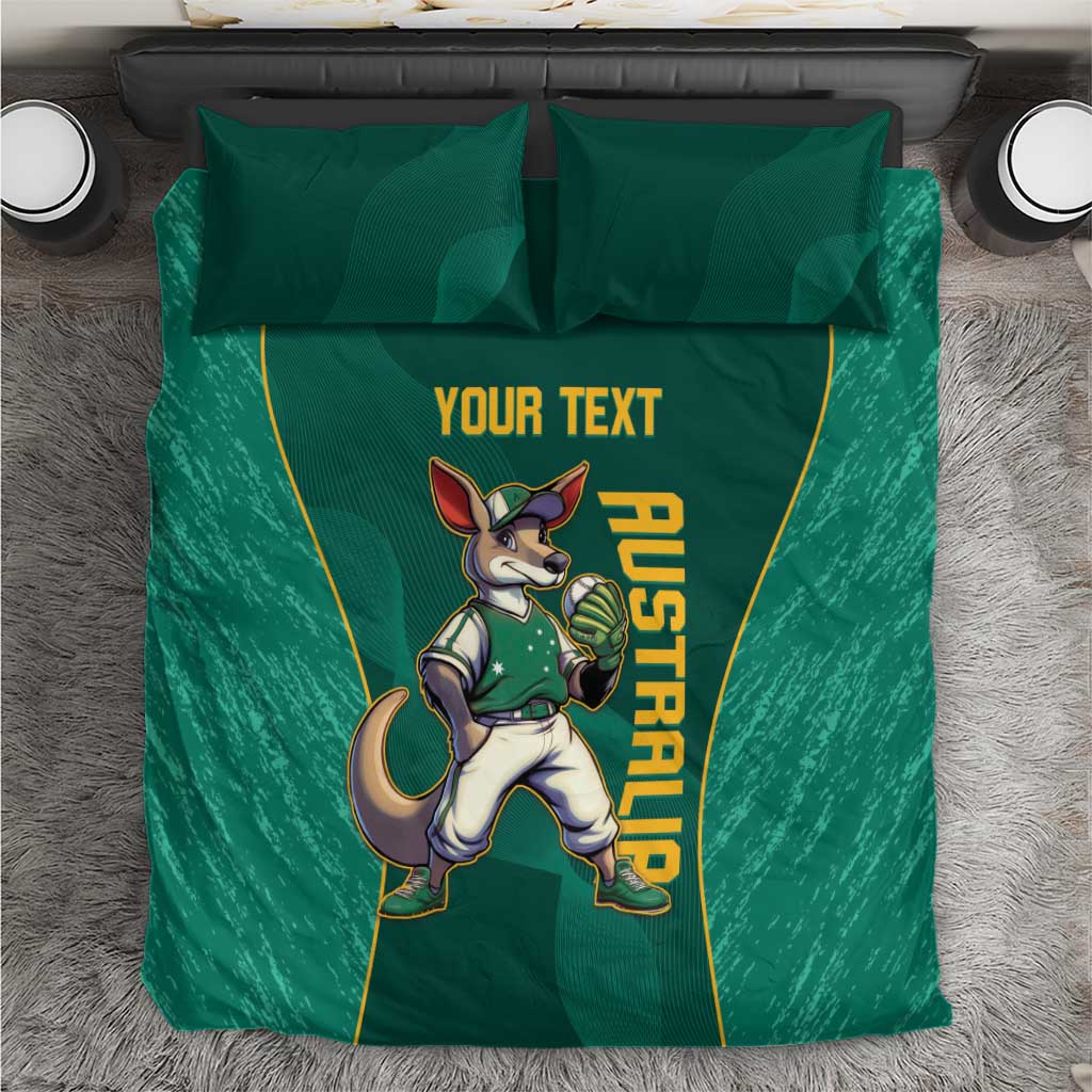 Custom Baseball Australia Bedding Set Go Champions - Aussie Kangaroo Mascot