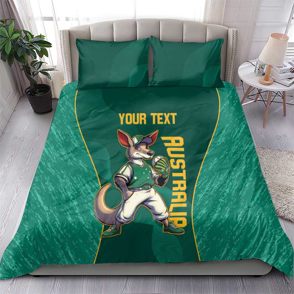 Custom Baseball Australia Bedding Set Go Champions - Aussie Kangaroo Mascot