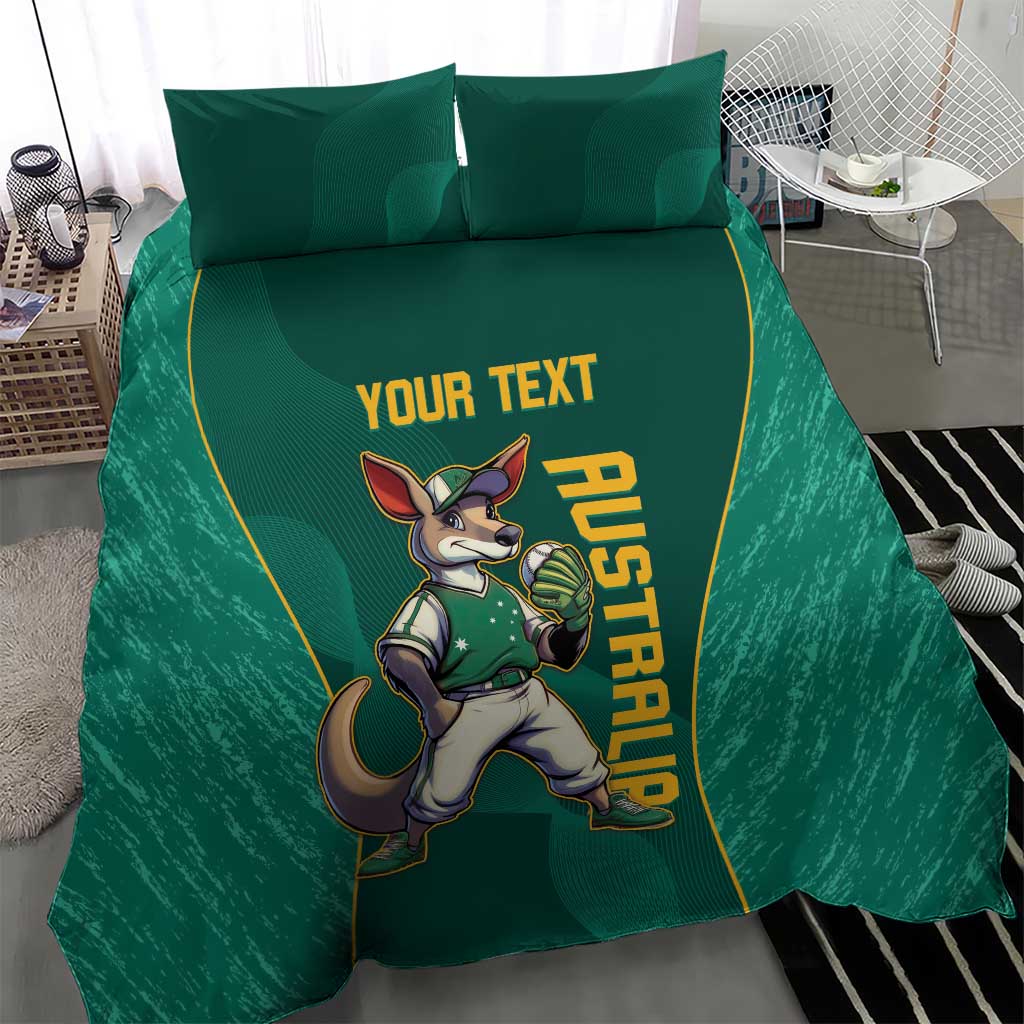 Custom Baseball Australia Bedding Set Go Champions - Aussie Kangaroo Mascot