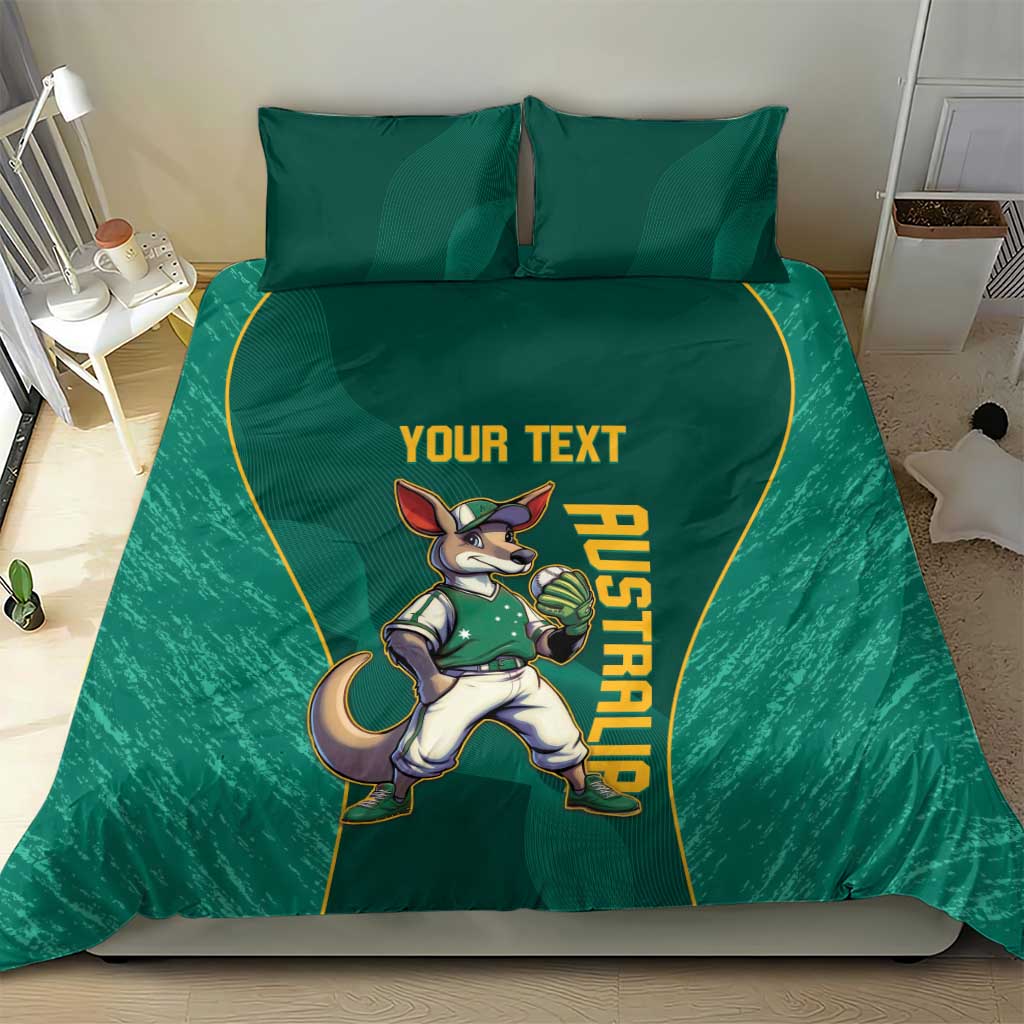 Custom Baseball Australia Bedding Set Go Champions - Aussie Kangaroo Mascot