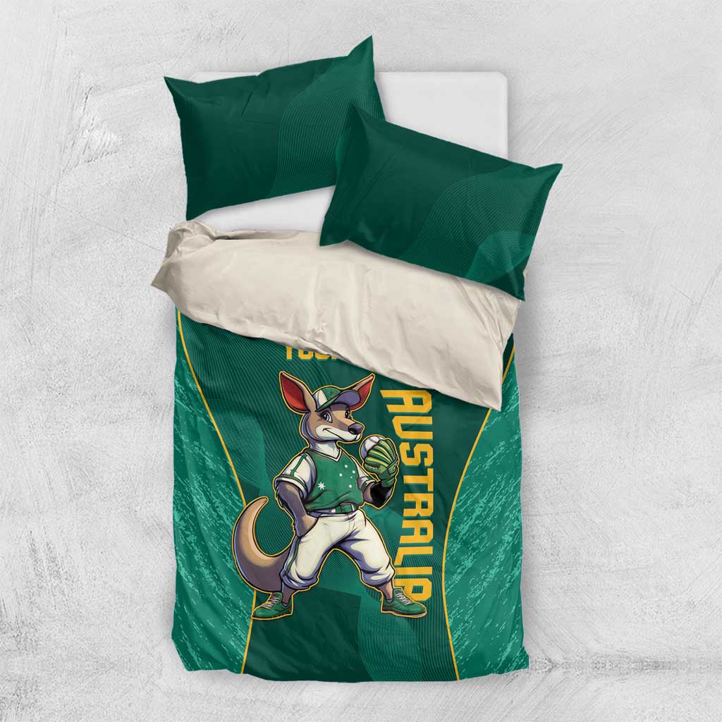 Custom Baseball Australia Bedding Set Go Champions - Aussie Kangaroo Mascot