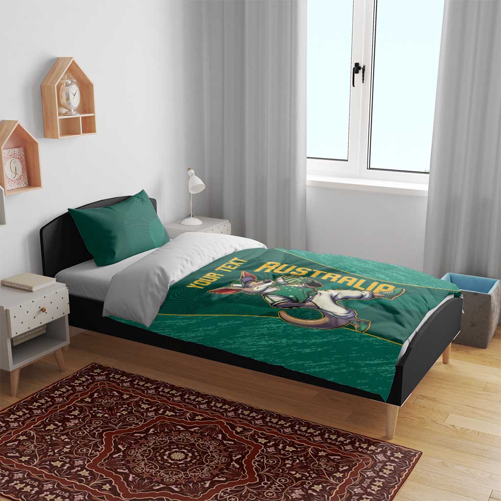 Custom Baseball Australia Bedding Set Go Champions - Aussie Kangaroo Mascot