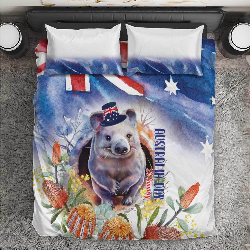 Wombat Australia Day Bedding Set Happy 26 January - Banksia Watercolor