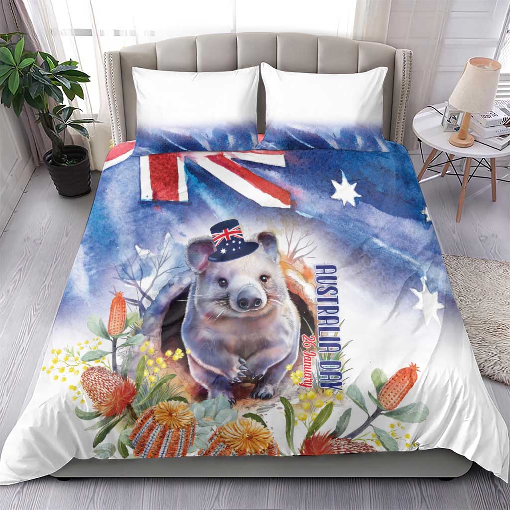 Wombat Australia Day Bedding Set Happy 26 January - Banksia Watercolor