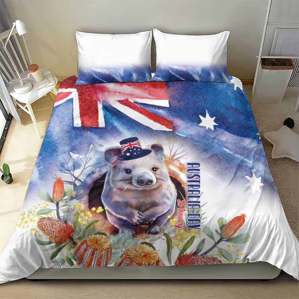 Wombat Australia Day Bedding Set Happy 26 January - Banksia Watercolor