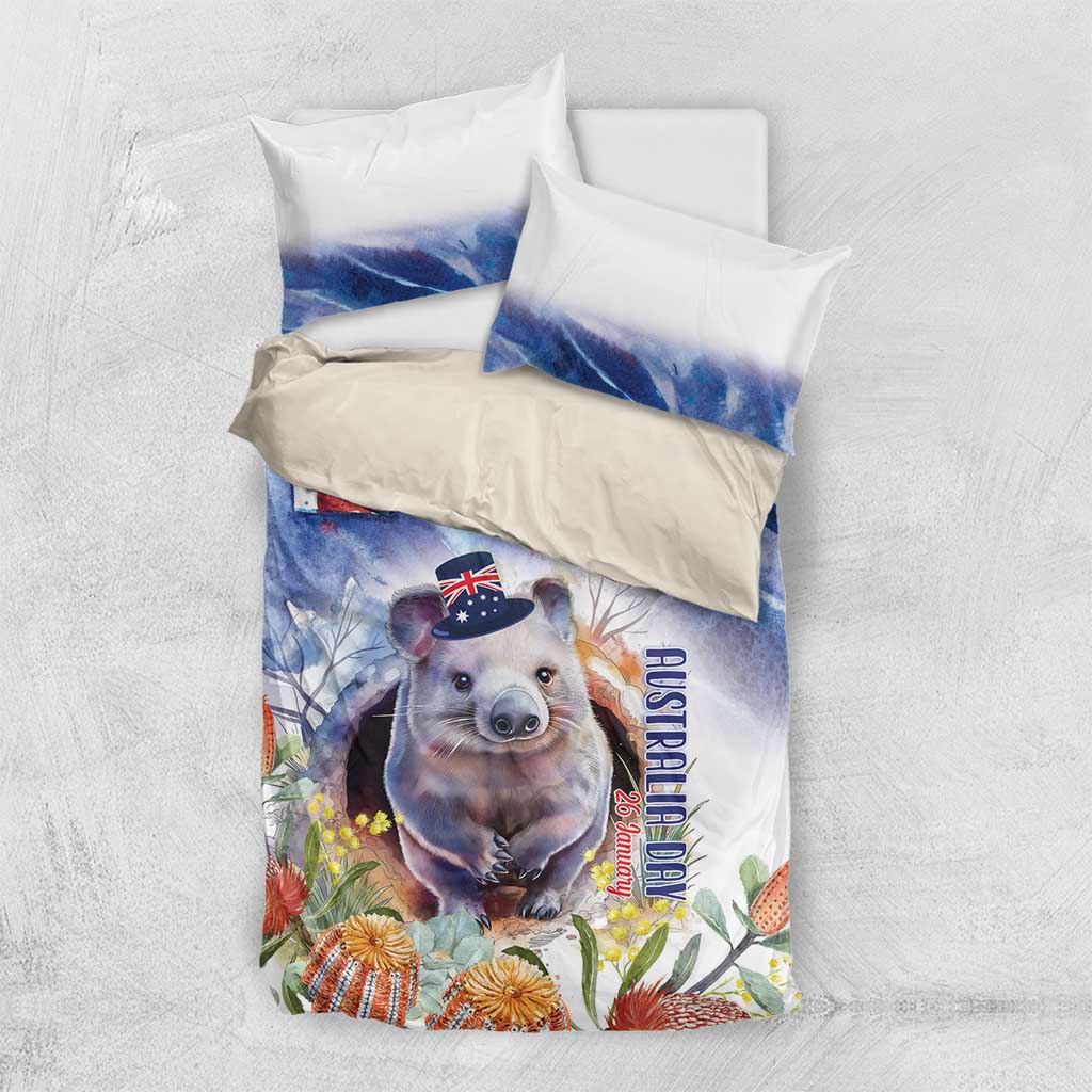 Wombat Australia Day Bedding Set Happy 26 January - Banksia Watercolor