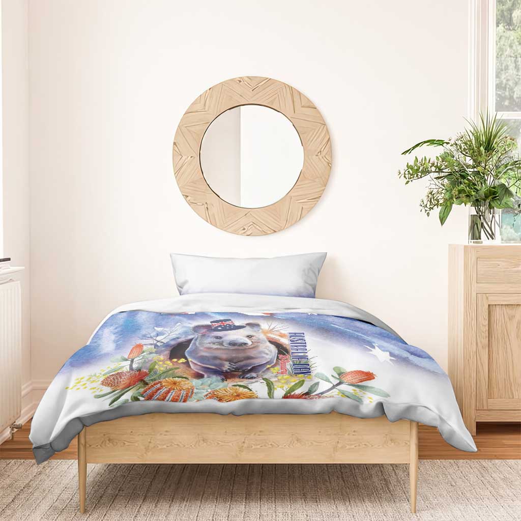 Wombat Australia Day Bedding Set Happy 26 January - Banksia Watercolor