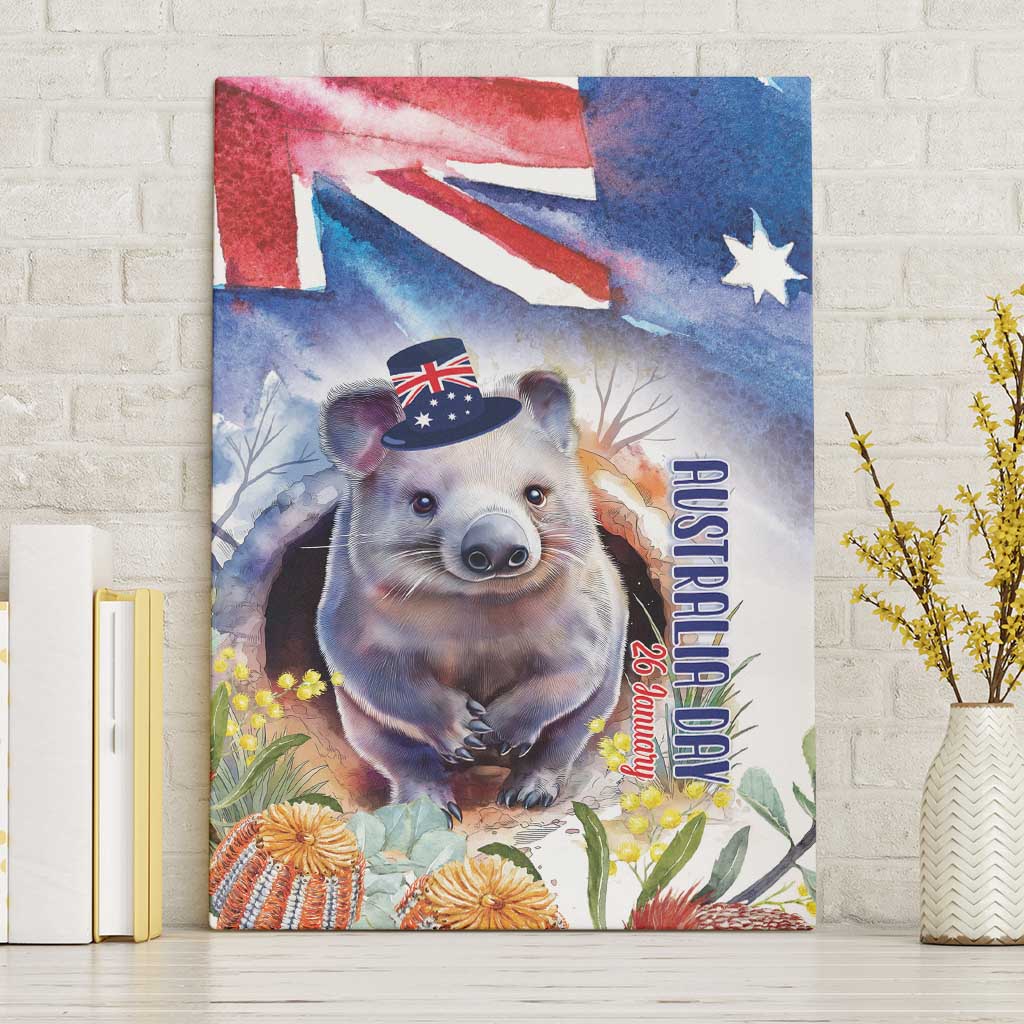 Wombat Australia Day Canvas Wall Art Happy 26 January - Banksia Watercolor