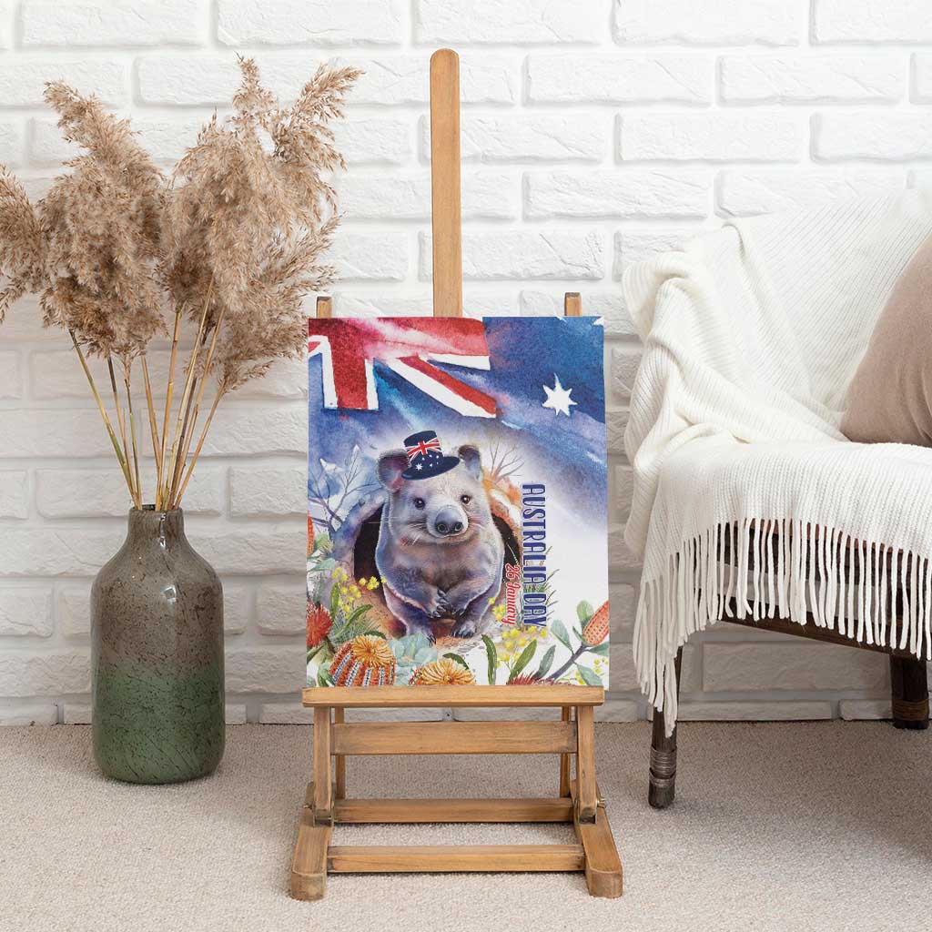 Wombat Australia Day Canvas Wall Art Happy 26 January - Banksia Watercolor