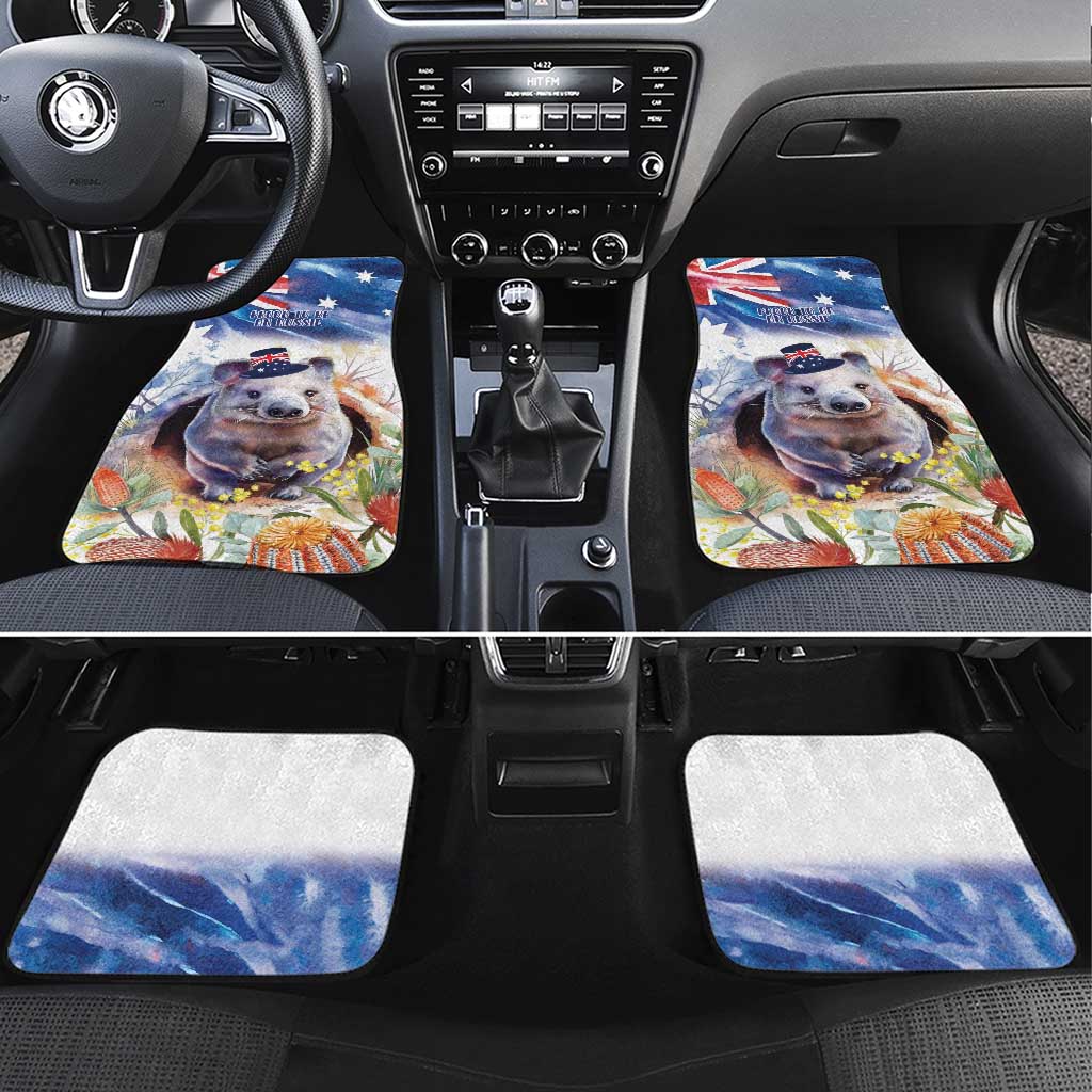 Wombat Australia Day Car Mats Happy 26 January - Banksia Watercolor