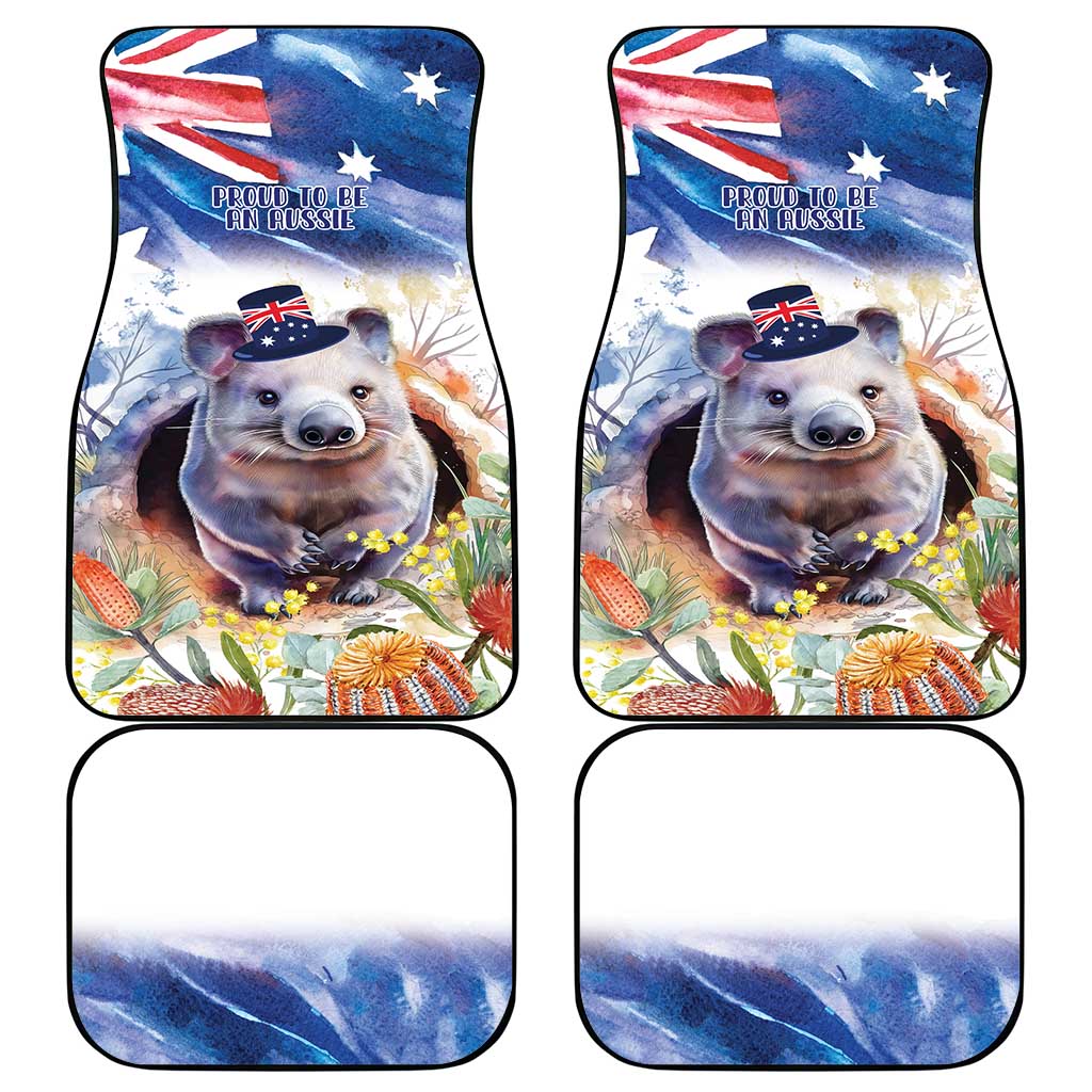 Wombat Australia Day Car Mats Happy 26 January - Banksia Watercolor