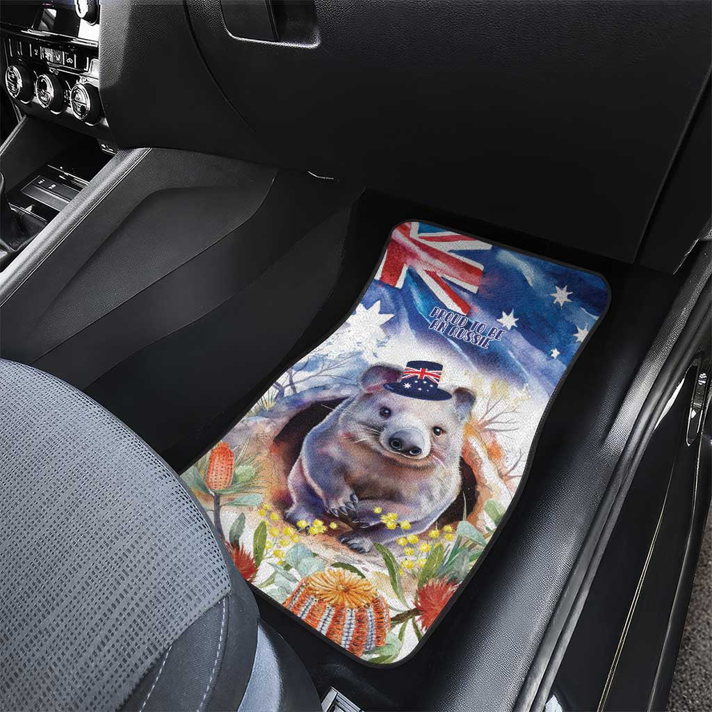 Wombat Australia Day Car Mats Happy 26 January - Banksia Watercolor