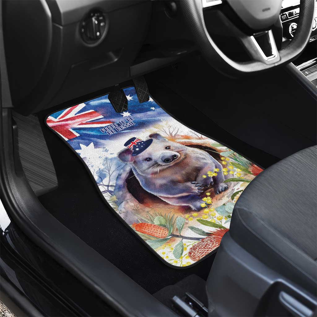 Wombat Australia Day Car Mats Happy 26 January - Banksia Watercolor