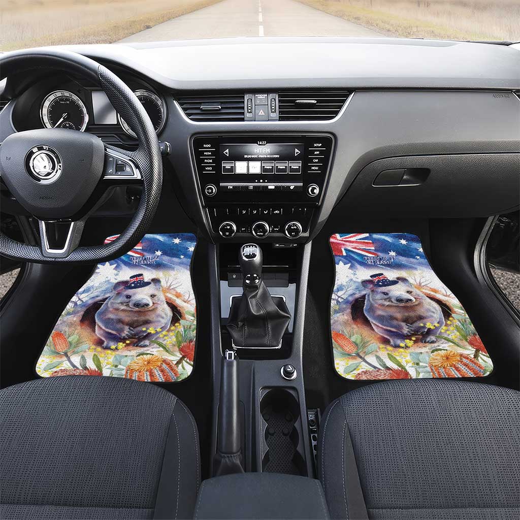 Wombat Australia Day Car Mats Happy 26 January - Banksia Watercolor