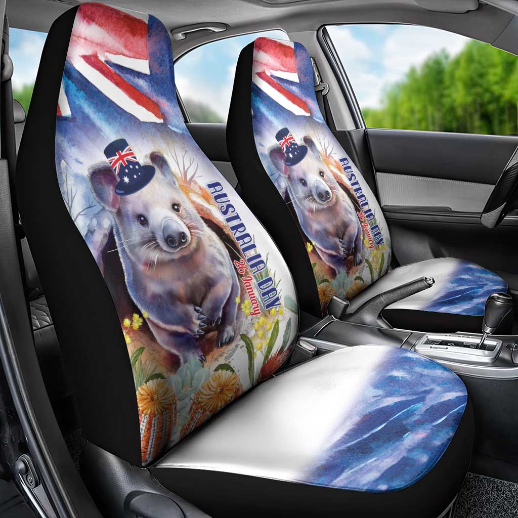 Wombat Australia Day Car Seat Cover Happy 26 January - Banksia Watercolor