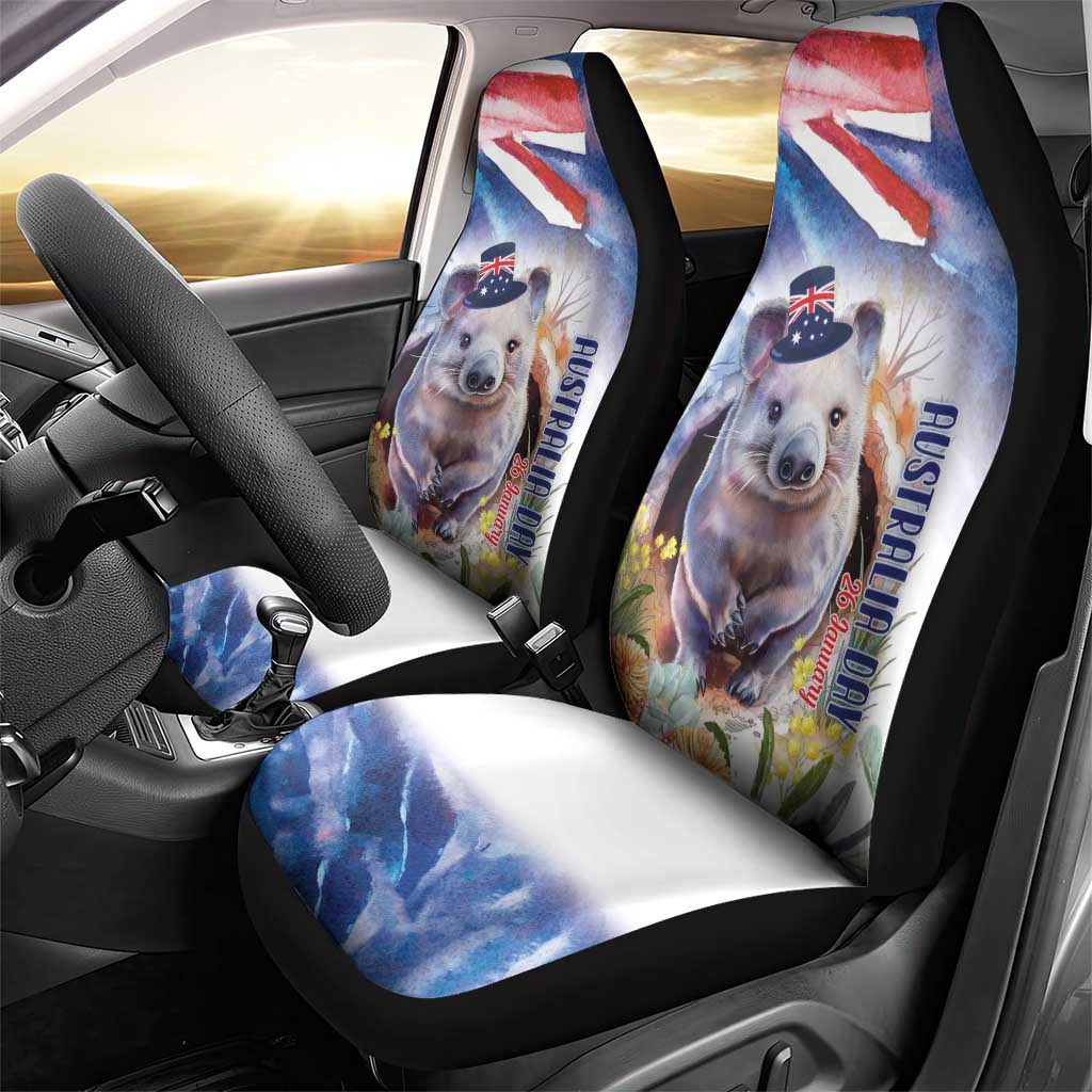 Wombat Australia Day Car Seat Cover Happy 26 January - Banksia Watercolor