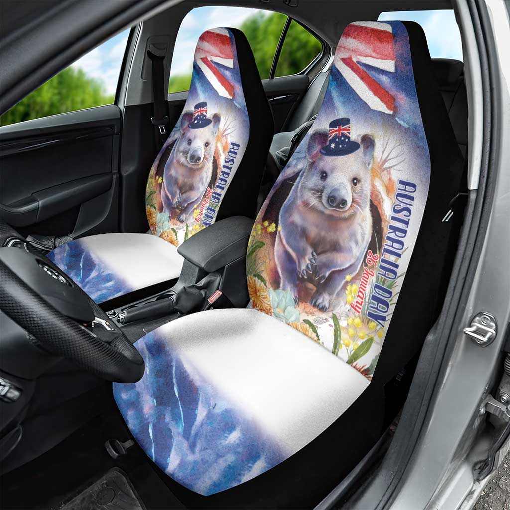 Wombat Australia Day Car Seat Cover Happy 26 January - Banksia Watercolor