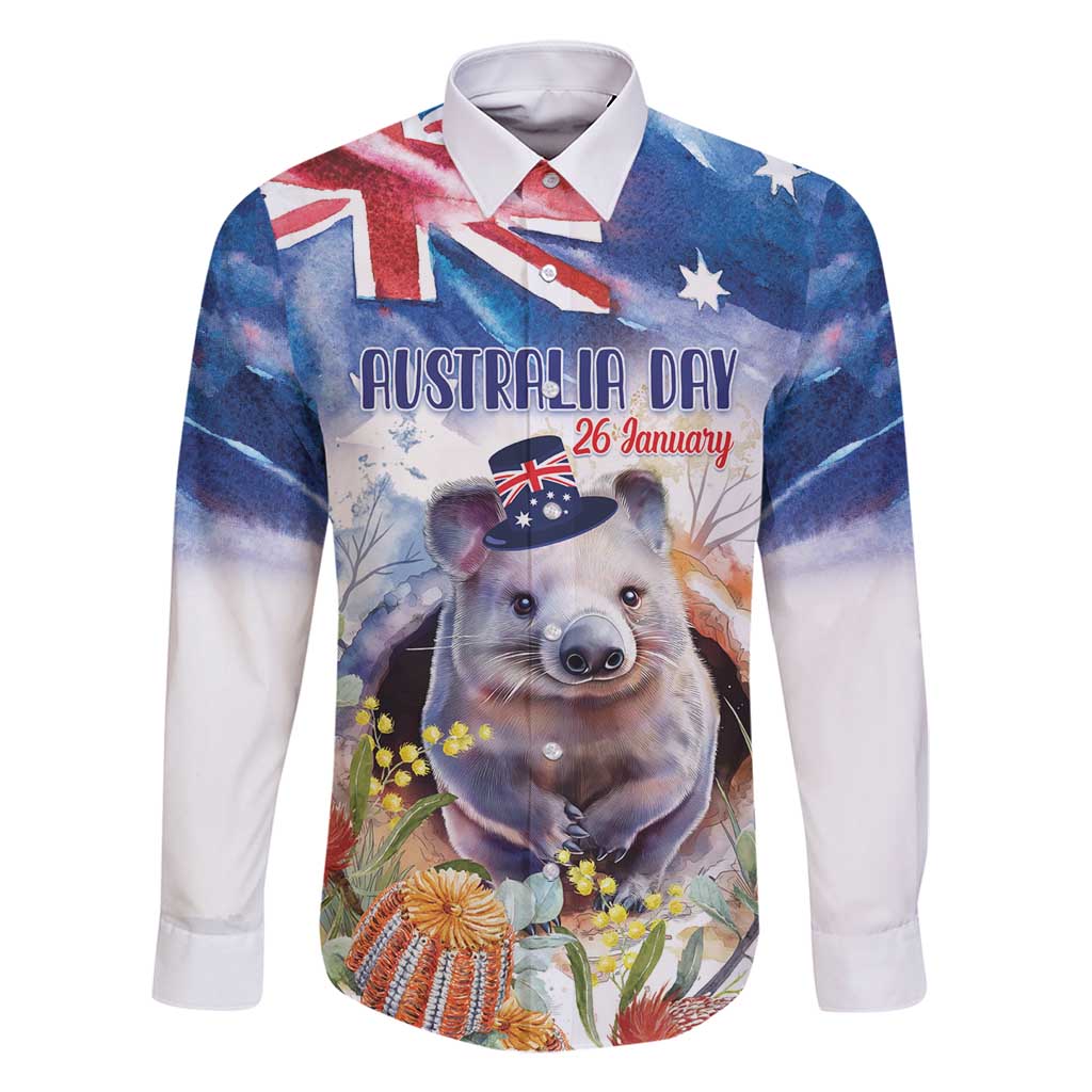 Wombat Australia Day Family Matching Off Shoulder Maxi Dress and Hawaiian Shirt Happy 26 January - Banksia Watercolor