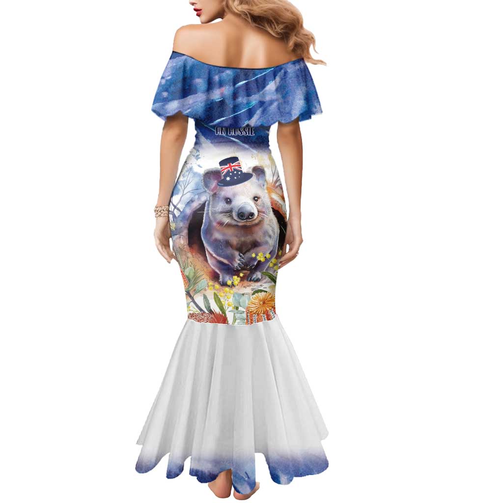 Wombat Australia Day Mermaid Dress Happy 26 January - Banksia Watercolor