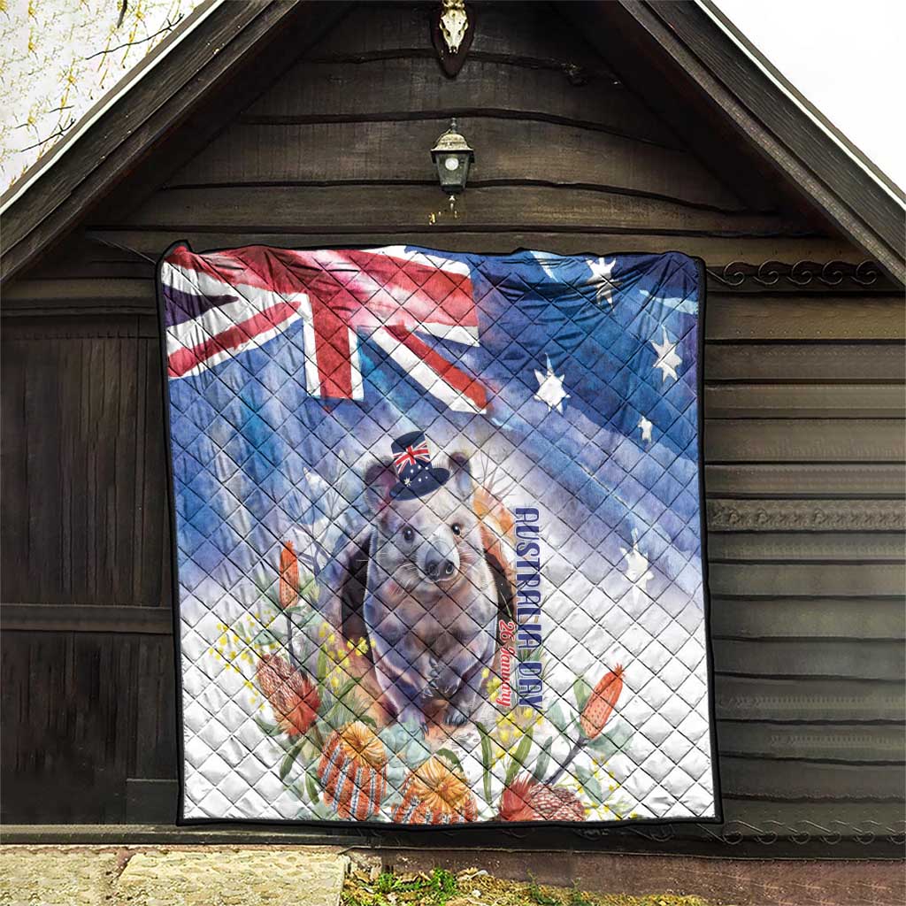 Wombat Australia Day Quilt Happy 26 January - Banksia Watercolor