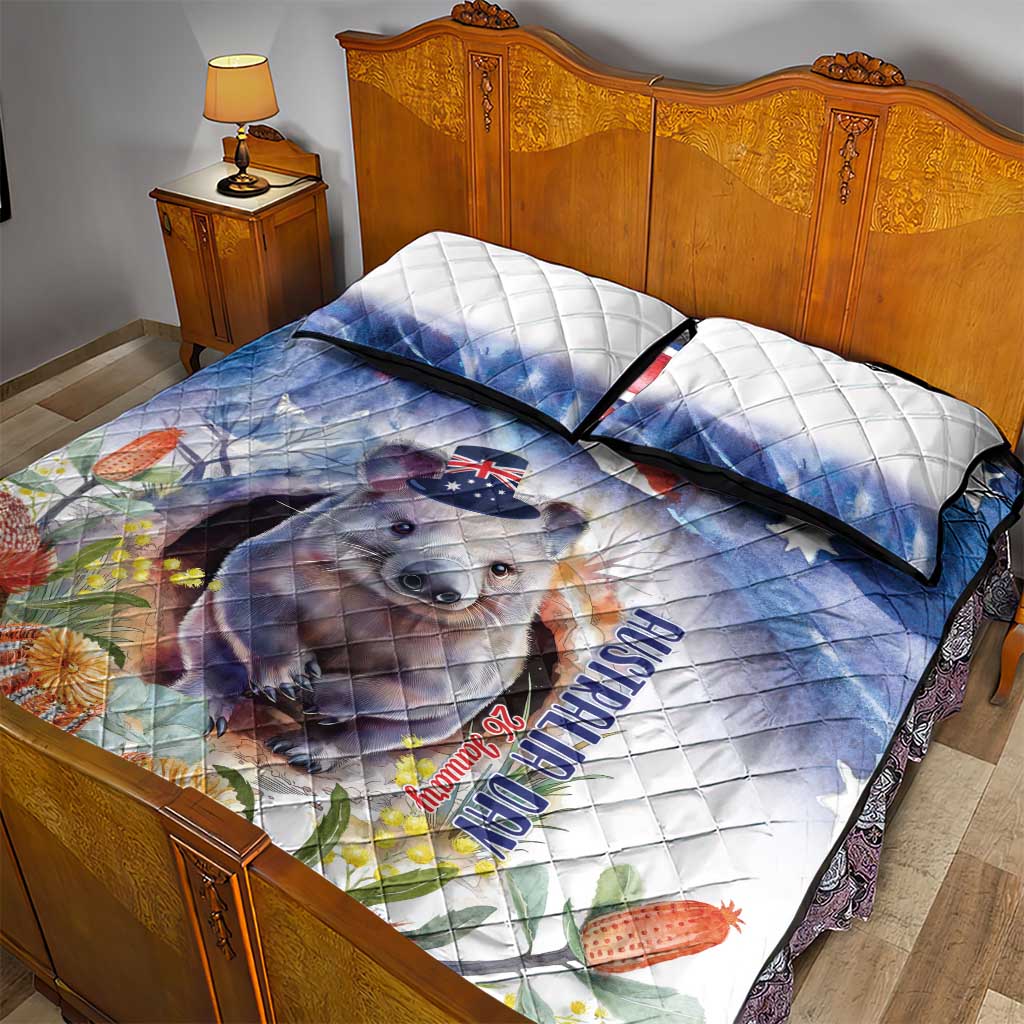 Wombat Australia Day Quilt Bed Set Happy 26 January - Banksia Watercolor