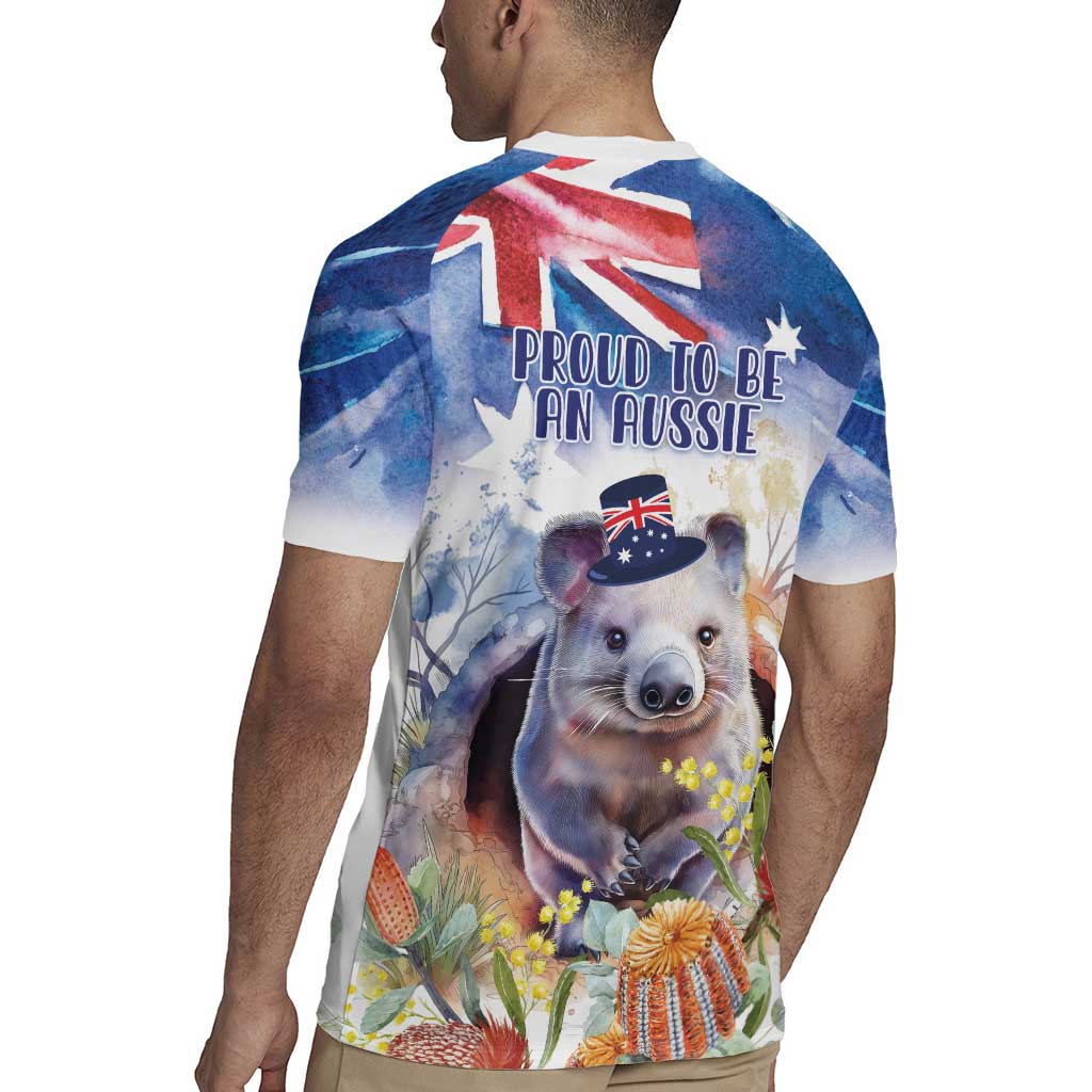 Wombat Australia Day Rugby Jersey Happy 26 January - Banksia Watercolor