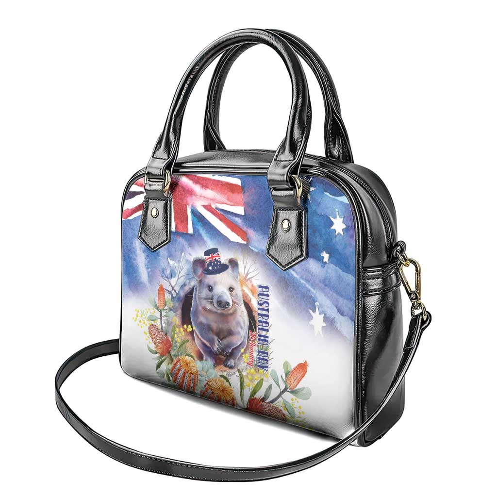 Wombat Australia Day Shoulder Handbag Happy 26 January - Banksia Watercolor