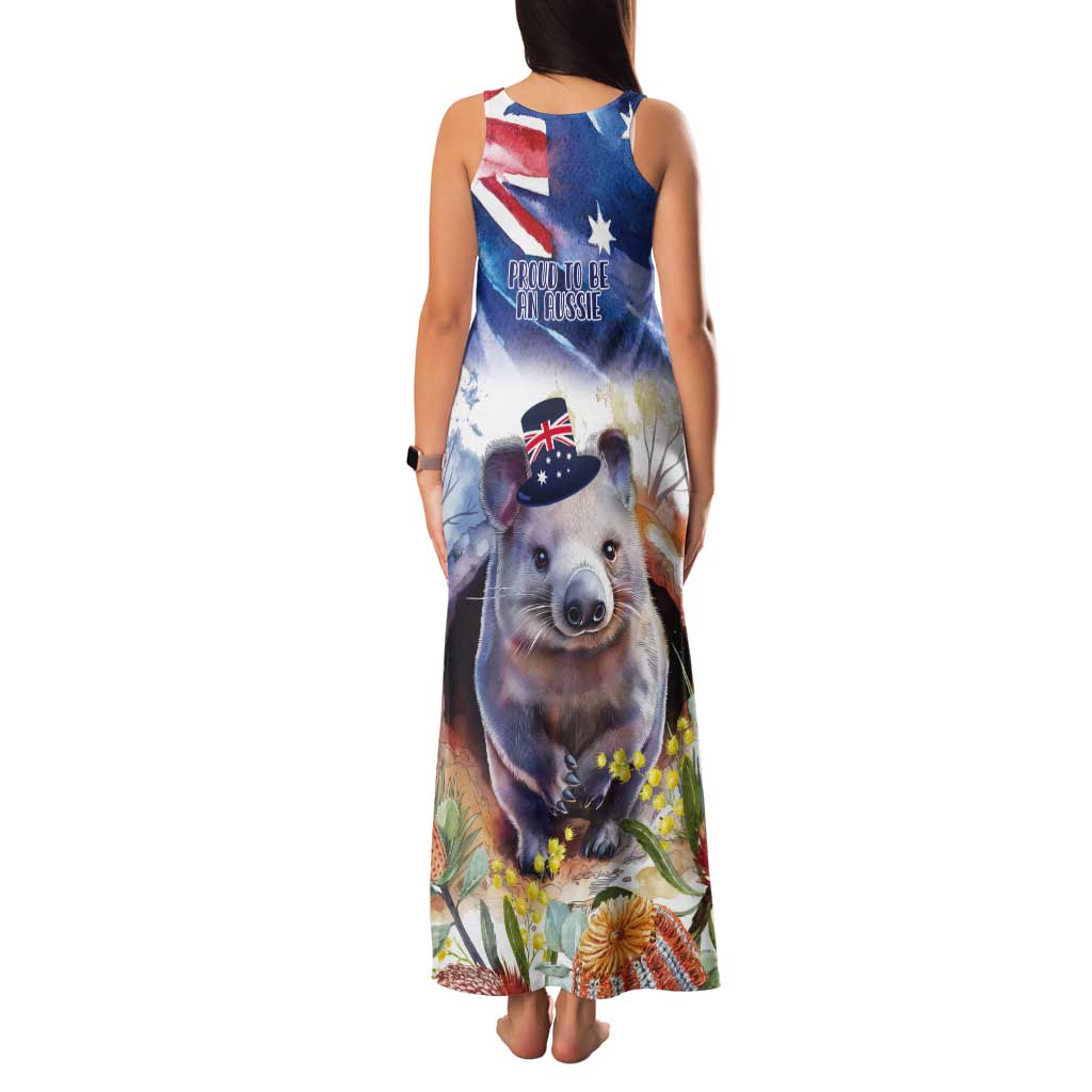 Wombat Australia Day Tank Maxi Dress Happy 26 January - Banksia Watercolor