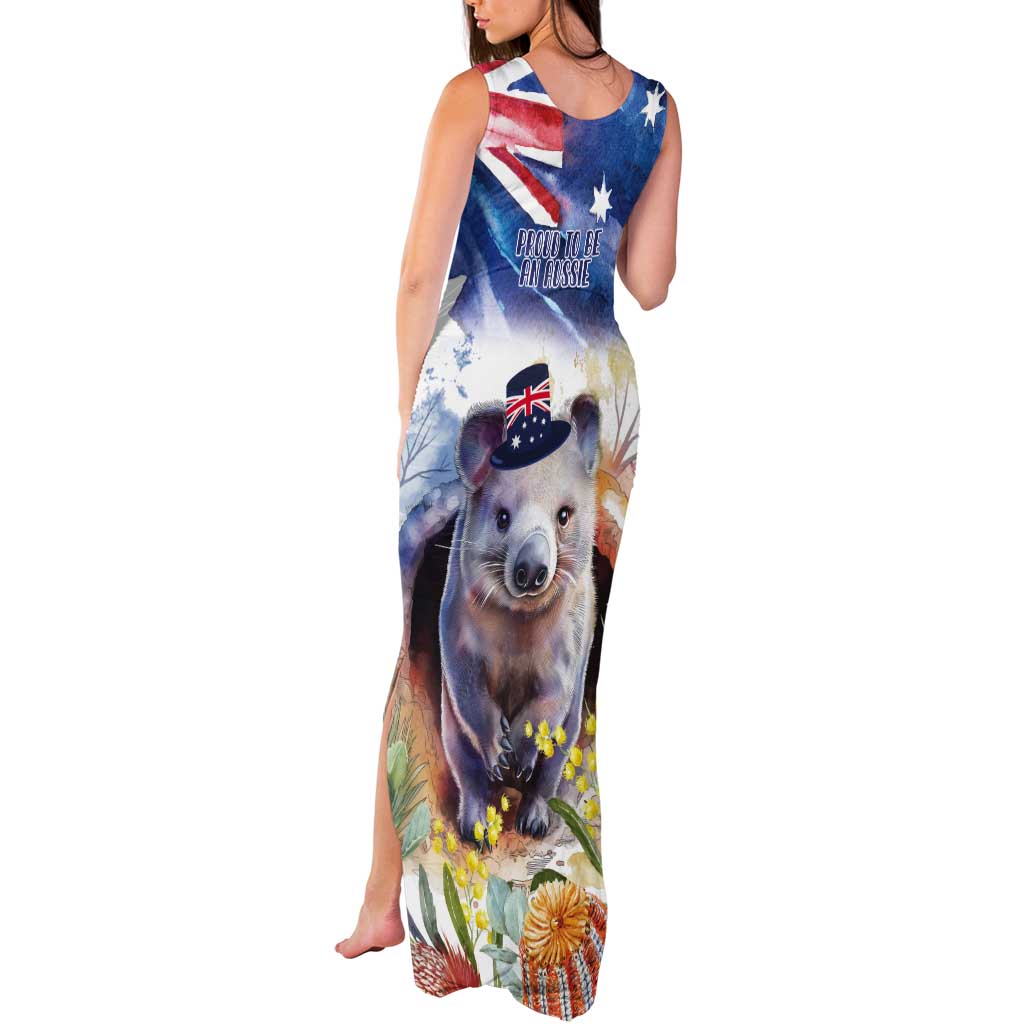 Wombat Australia Day Tank Maxi Dress Happy 26 January - Banksia Watercolor