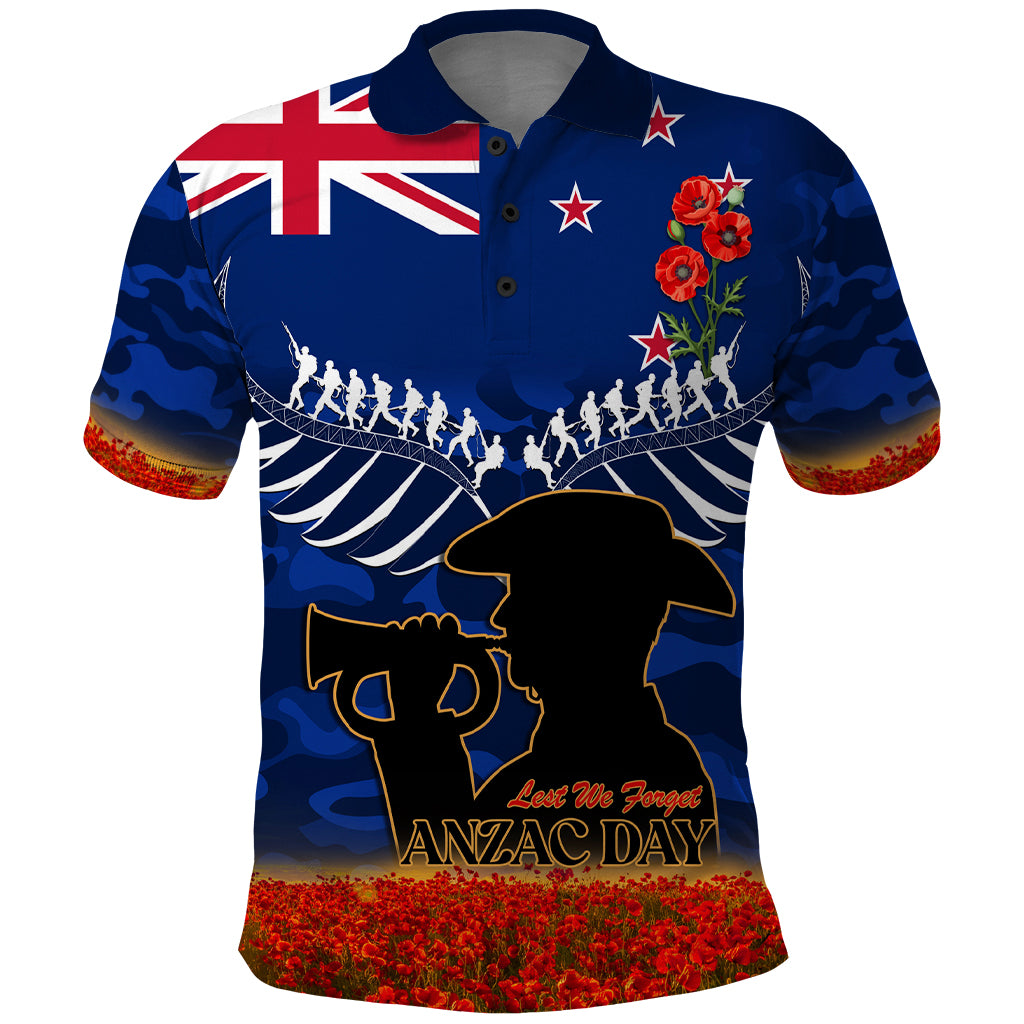 New Zealand ANZAC Day Polo Shirt 25 April Last Post Camouflage With Poppies