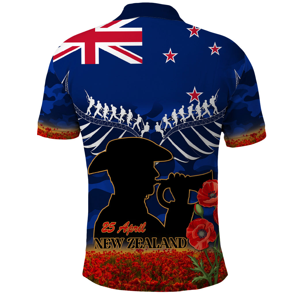 New Zealand ANZAC Day Polo Shirt 25 April Last Post Camouflage With Poppies