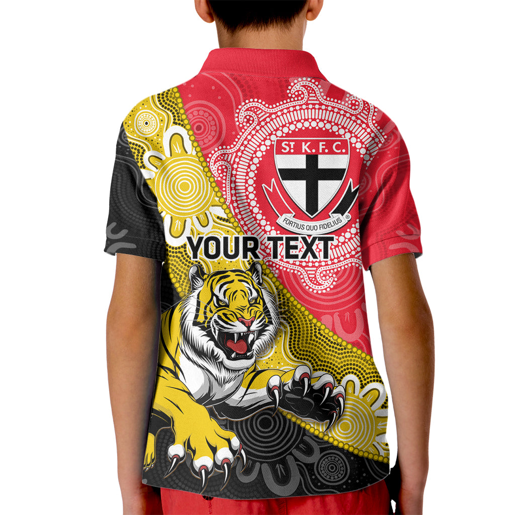 Personalised Richmond And St Kilda Football Kid Polo Shirt Tigers Saints Together Aboriginal Art