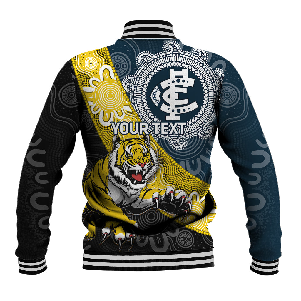 Personalised Richmond And Carlton Football Baseball Jacket Tigers BluesTogether Aboriginal Art