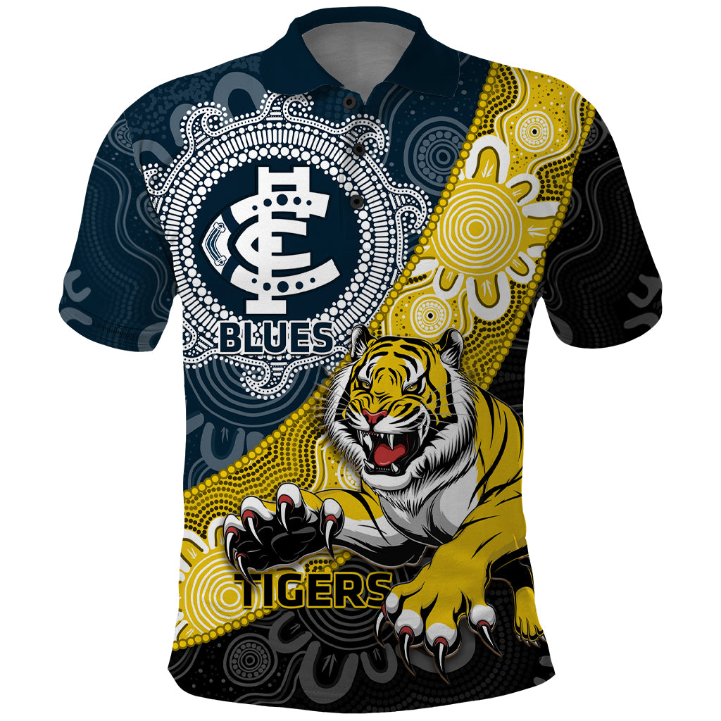 Personalised Richmond And Carlton Football Polo Shirt Tigers BluesTogether Aboriginal Art